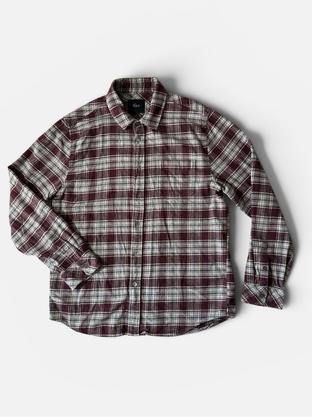 Rails mens L Large purple grey forest black cherry grey skull flannel shirt EuC